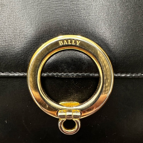 Vintage Bally Black Calfskin Top Handle Bag with Ring Hardware | 60s-70s - Picture 6 of 14